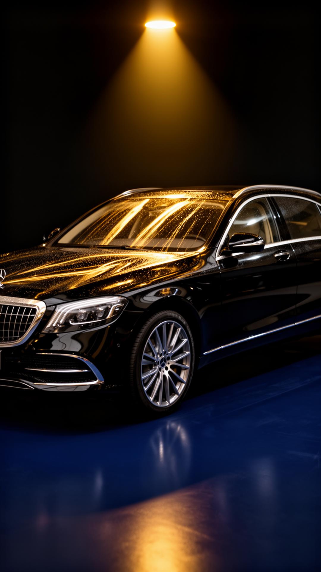 Freshly detailed luxury car under warm light